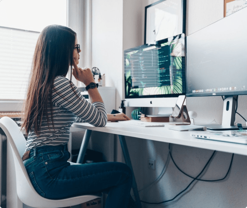 Careers 13 woman employee work from home desktop computer