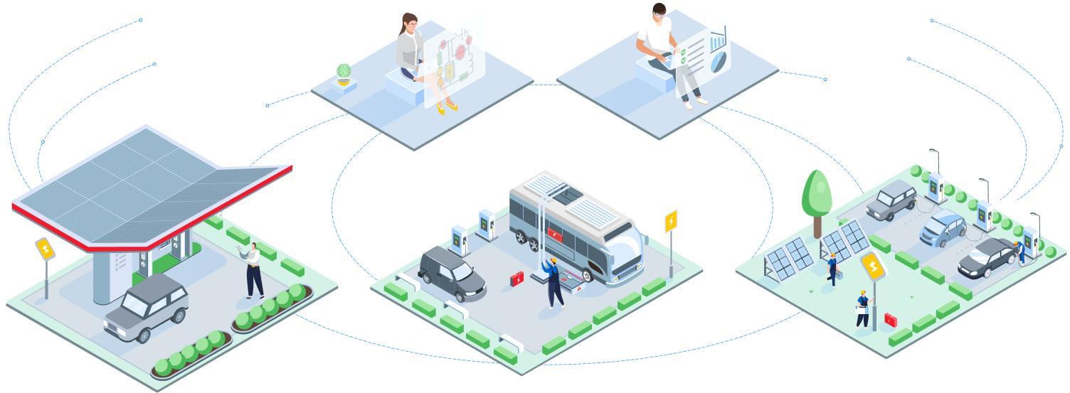 EV Charging Solar Renewables Technology Illustration