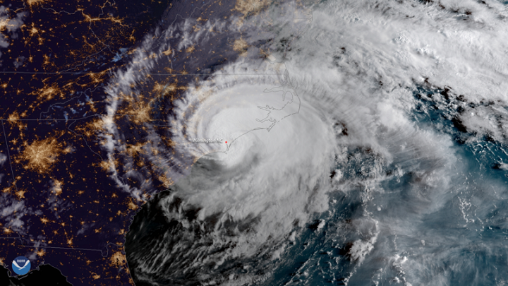 Hurricane Florence makes landfall Sep 14, 2018. Source: NOAA