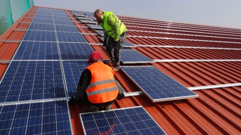 Mounting Solar Panels on Industrial Roof 1