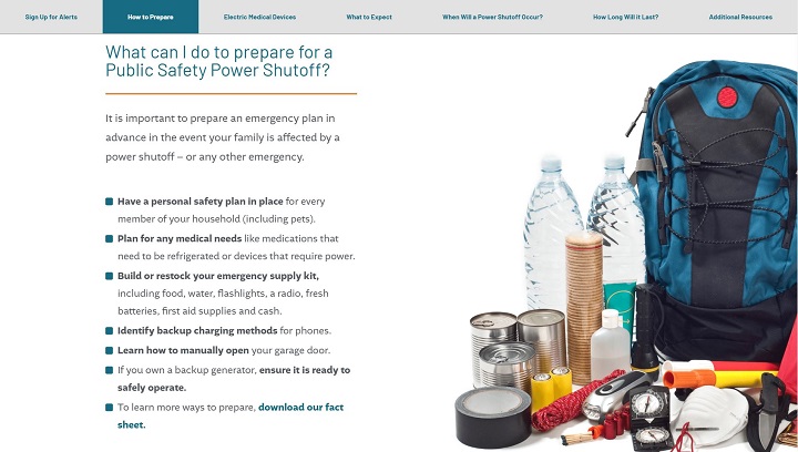 PSPS public awareness campaign to prepare for a public safety power shutoff