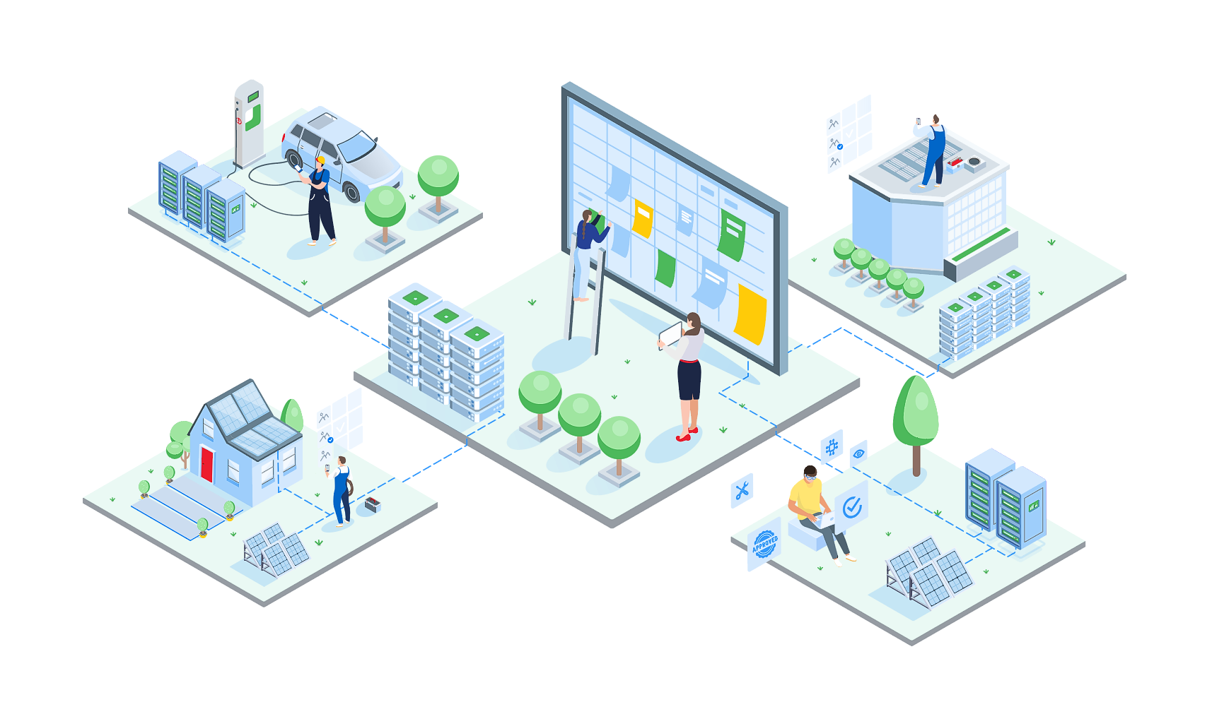 Scoop Solar Project Management Software Collaboration Illustration