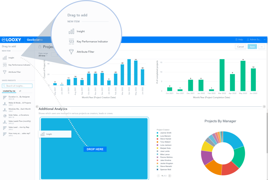 scoop looxy drag drop reporting dashboards