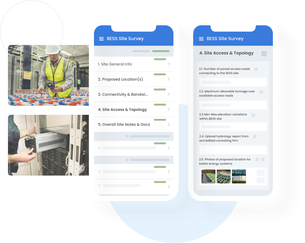 battery storage project management site survey mobile app