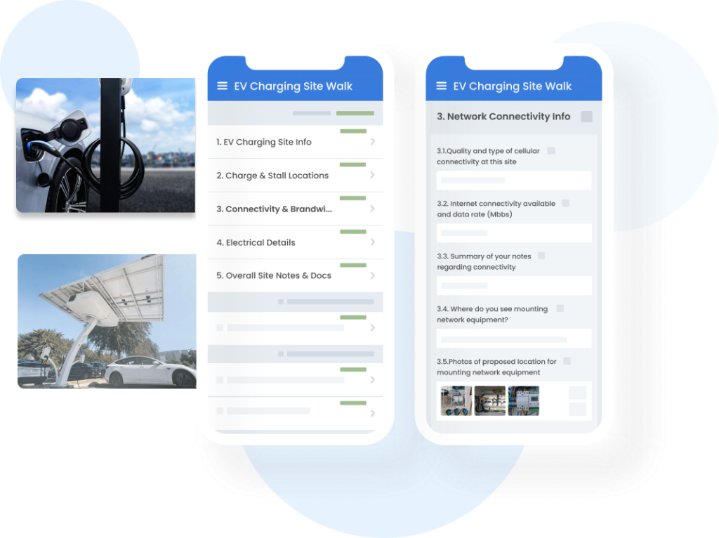 ev charging project management mobile app site survey