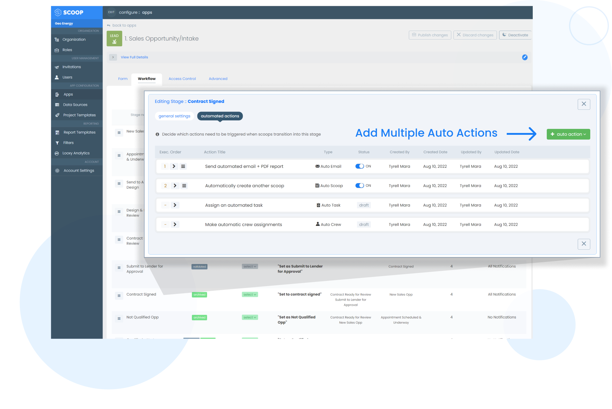 scoop multiple automated actions feature