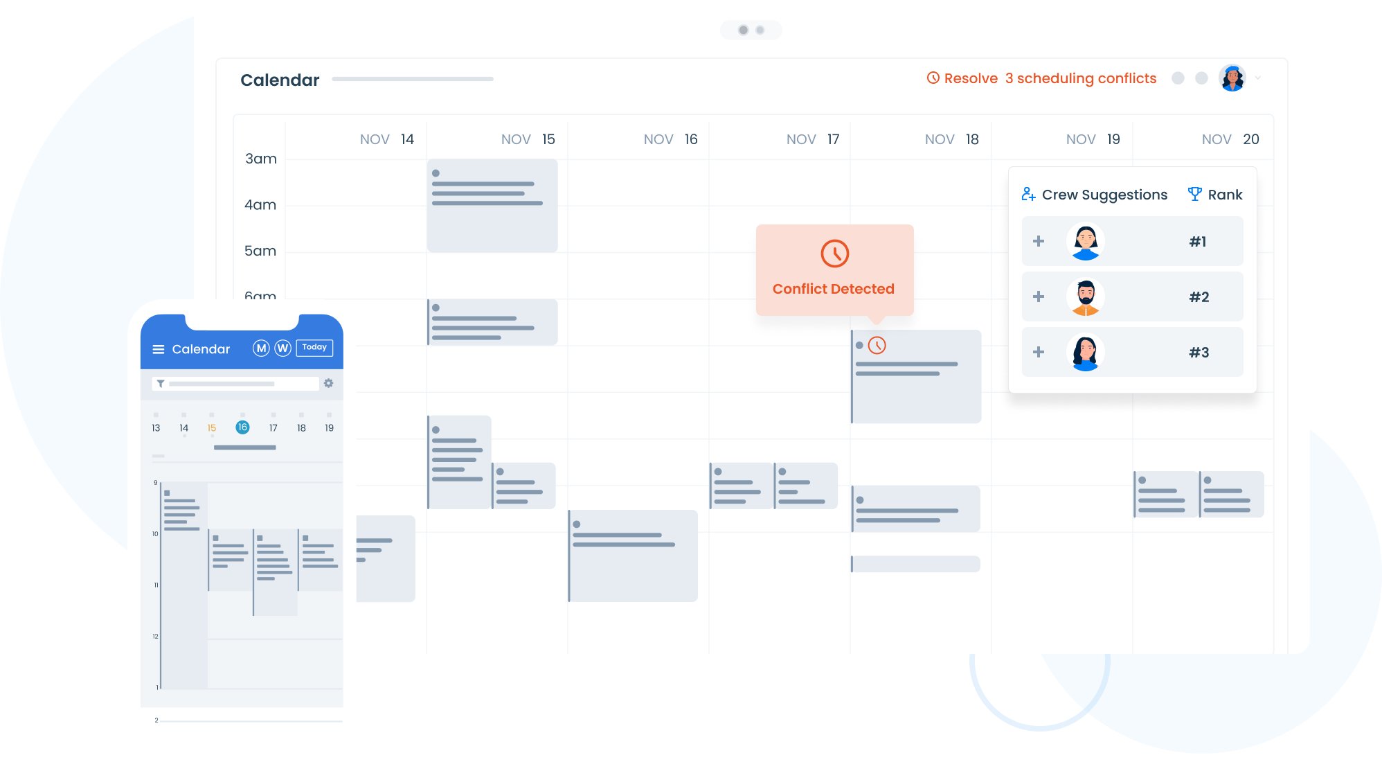 Scoop Scheduling & Resource Optimization (SRO) Feature Illustration