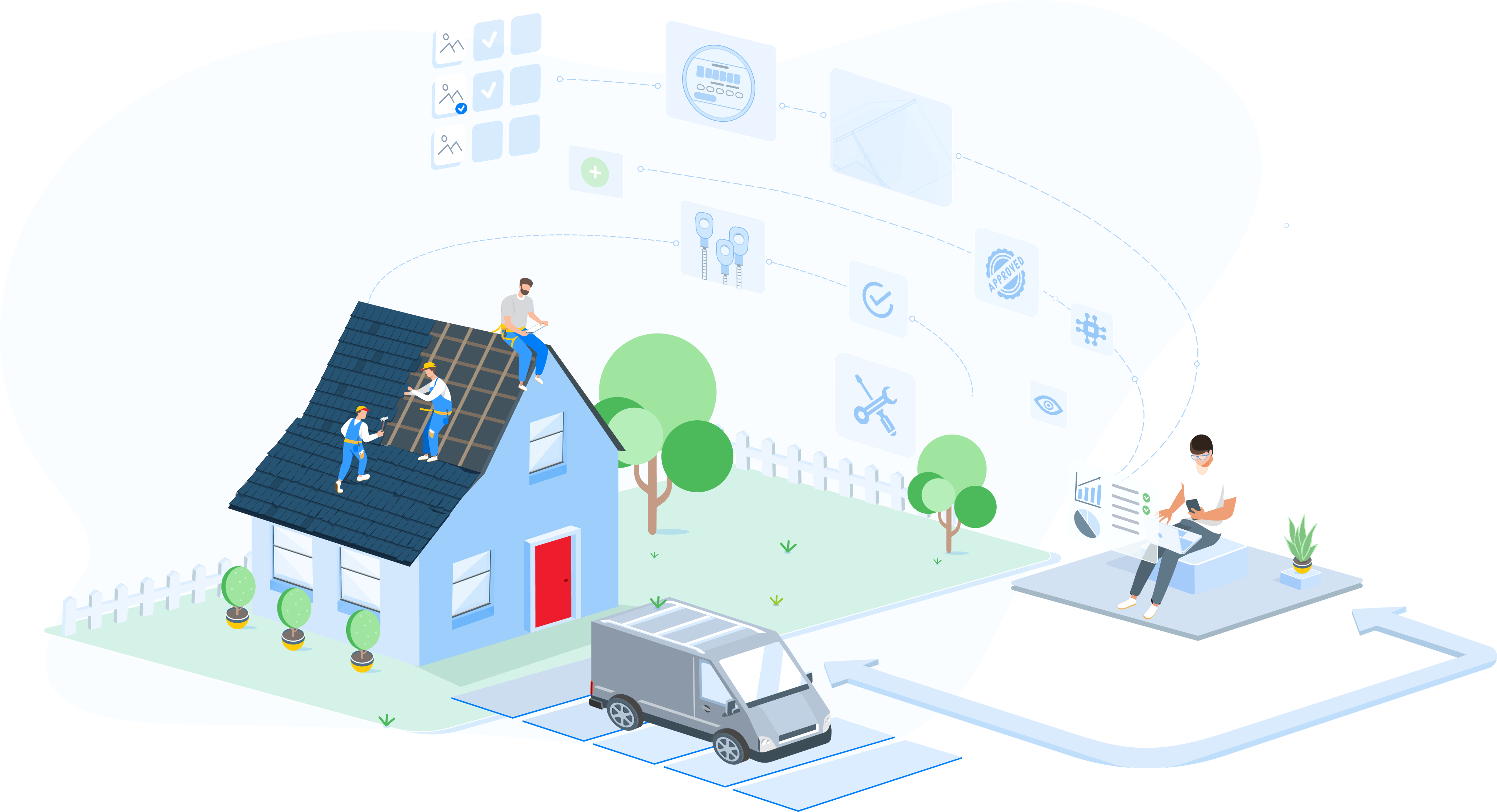 scoop project management residential roofing illustration