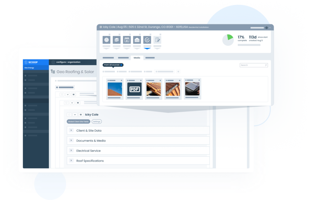 scoop roofing project management CRM