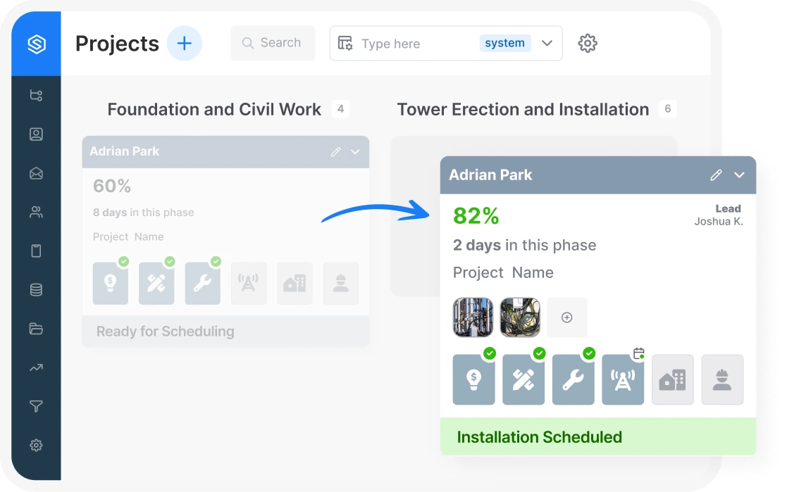 Telecom Landing Page Project Management Board