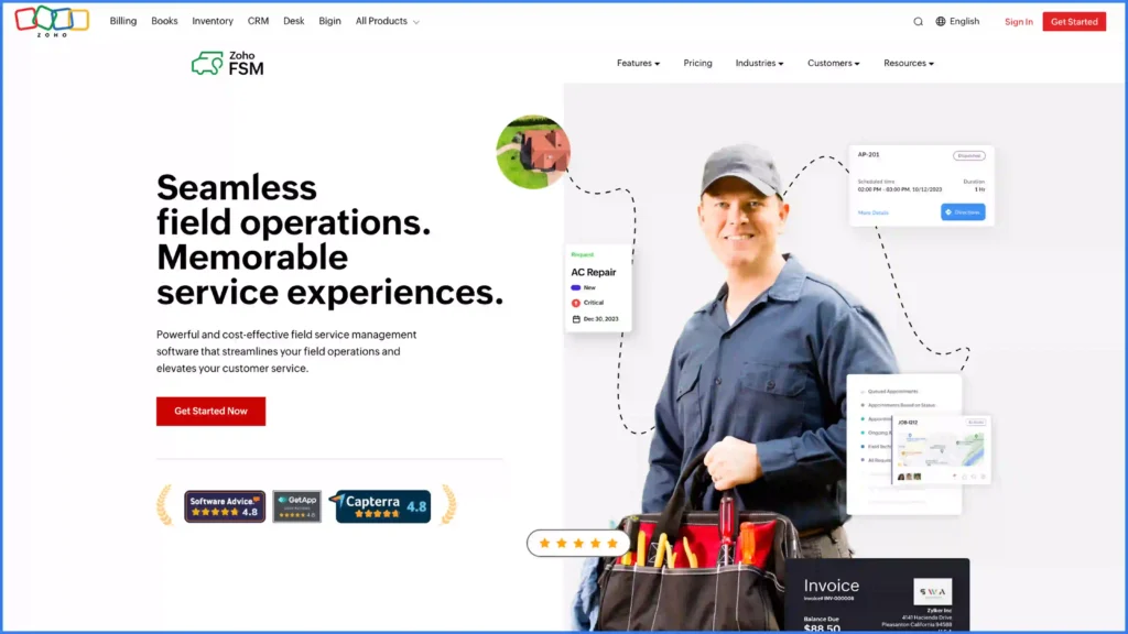 zoho fsm hero image website